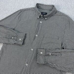 A.P.C. Button-Down Shirt Mens M Black White Gingham Check Long Sleeve Cotton